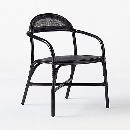 Valzer High Gloss Black Rattan Dining Chair | CB2