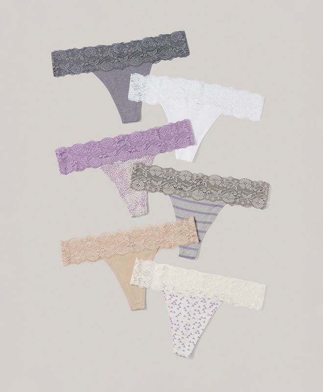 lace-waist thong 6-pack | Pact Apparel
