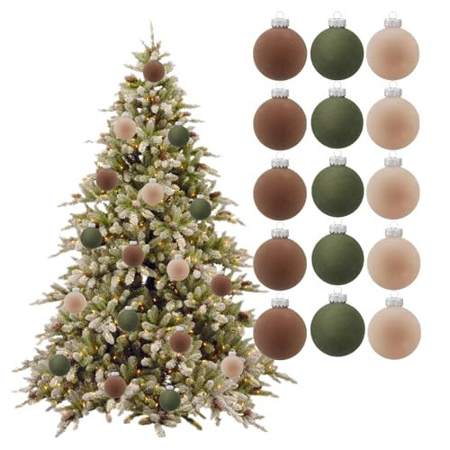 15pcs Velvet Christmas Ornaments, Flocked Ornaments Christmas Tree Hanging Ball, Flocked Christmas Ornaments for Christmas Tree Decoration (3.15'', 15pcs/A) | Amazon (US)