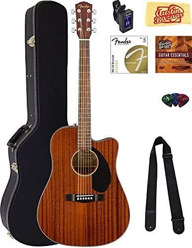 Fender CD-60SCE Dreadnought Acoustic-Electric Guitar - All Mahogany Bundle with Hard Case, Tuner,... | Amazon (US)