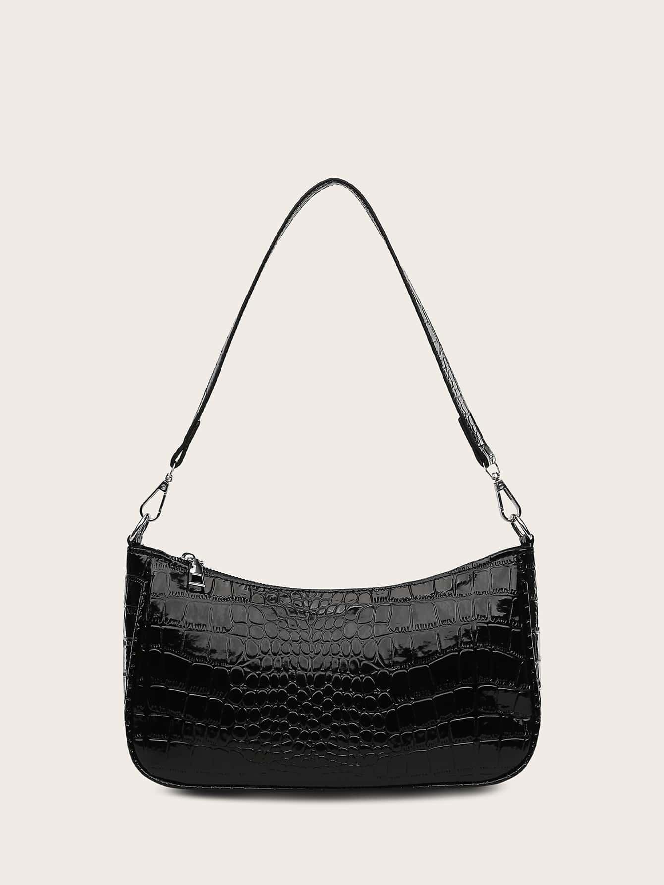 Croc Embossed Baguette Bag | SHEIN