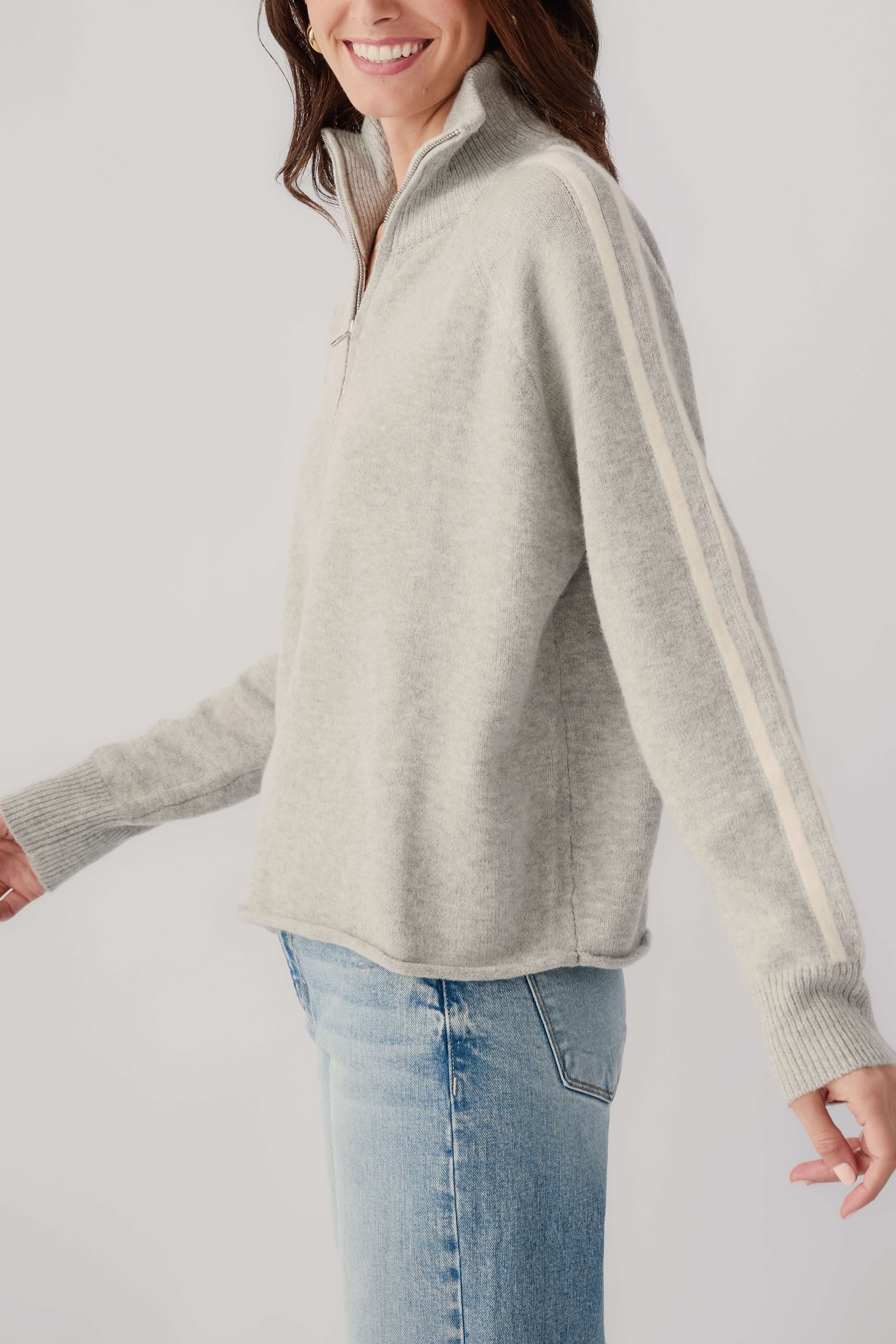 Wishlist 1/2 Zip Stripe Detail Sweater | Social Threads