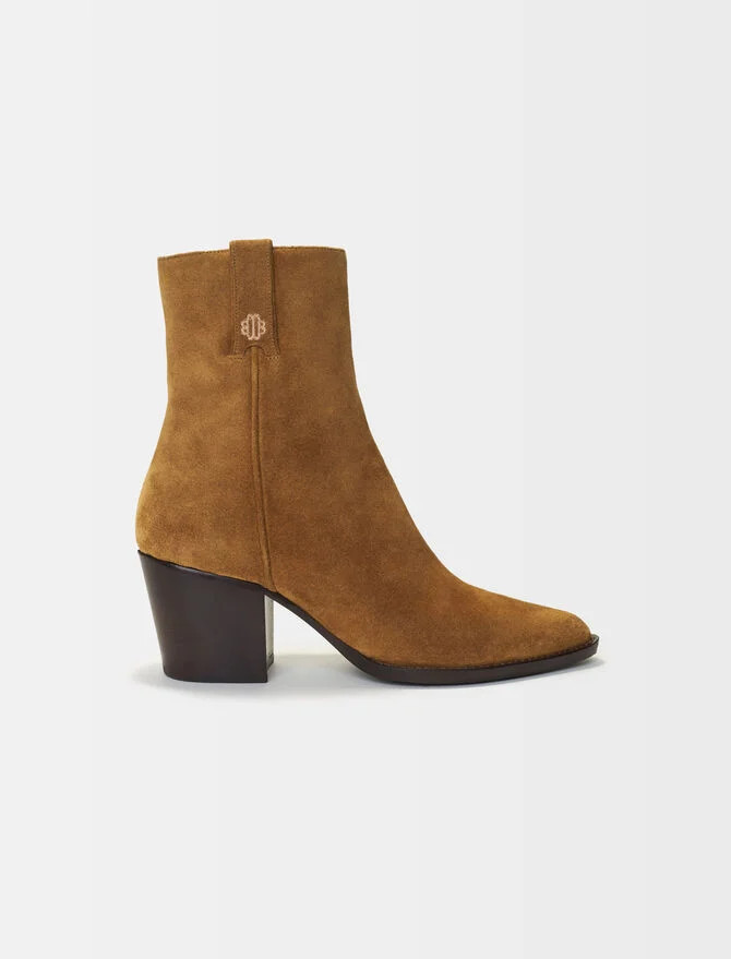 Cowboy boots in camel suede leather | Maje US
