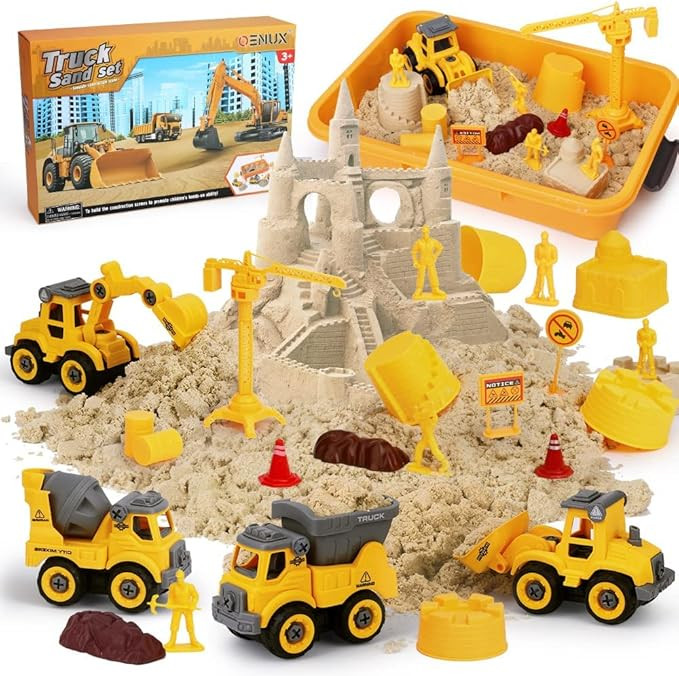 OENUX Play Sand Construction Set, Beach Building Castle Kit w/ 2.2lbs Play Sand, 4 Take Apart Con... | Amazon (US)