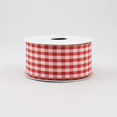 Red White Gingham Check Wired Ribbon (1.5 Inch x 10 Yards) : RG01048F3 | Amazon (US)