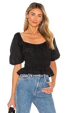 FAITHFULL THE BRAND Kinsley Top in Plain Black from Revolve.com | Revolve Clothing (Global)