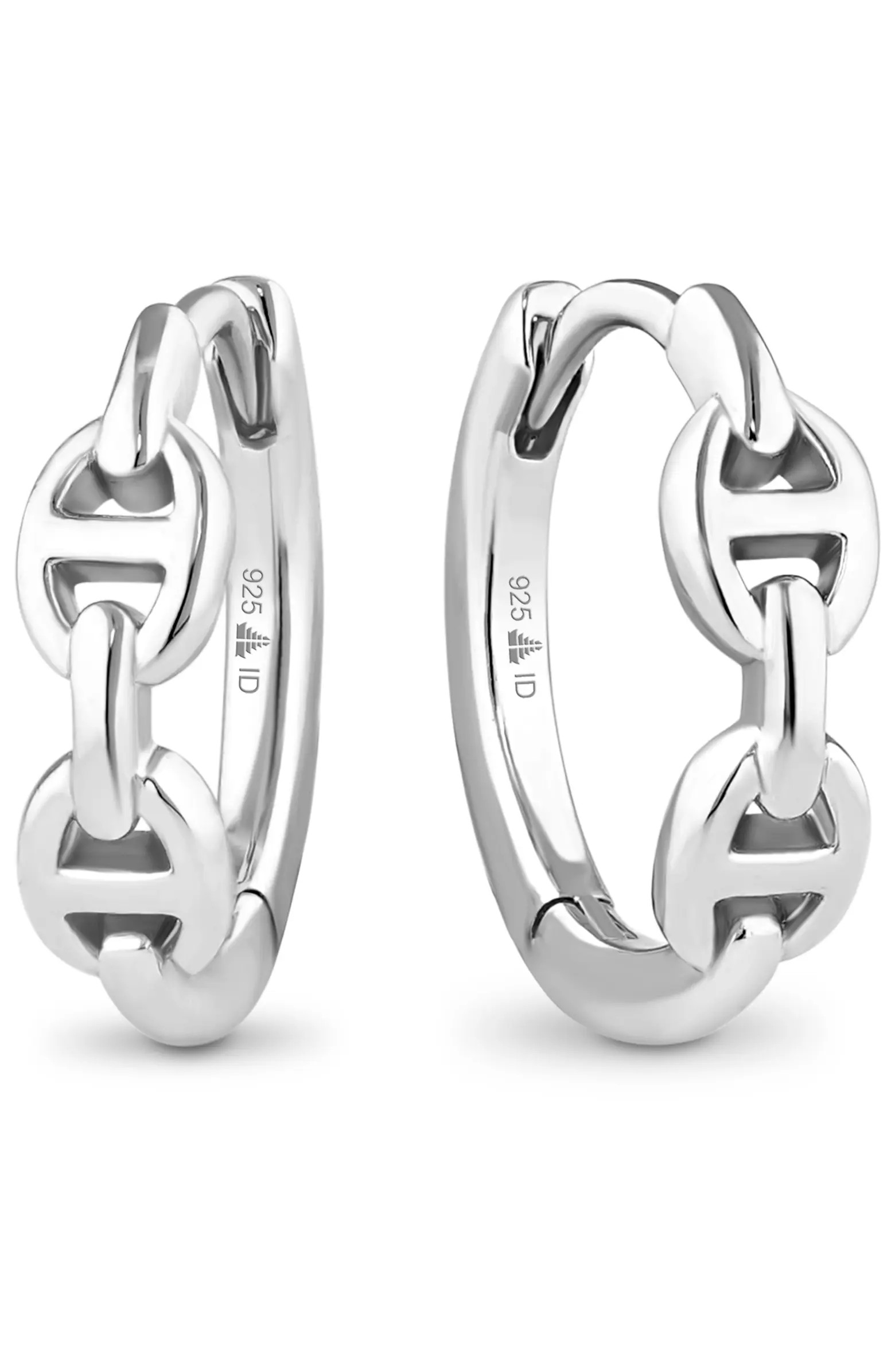 Mariner Anchor Hoop Earrings in Rhodium Plated Sterling Silver | Nordstrom