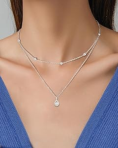 ACECHA Diamond Necklaces for Women-Dainty 18K Gold Silver Plated Choker CZ Layered Pendant with P... | Amazon (US)