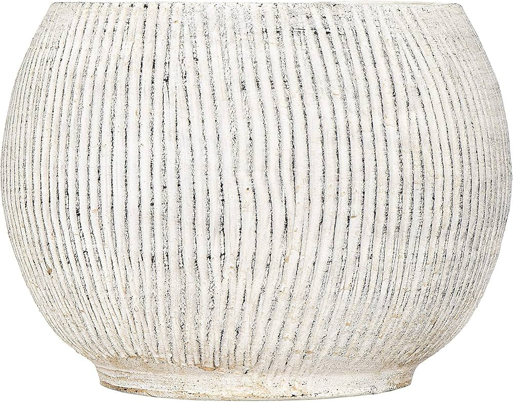 Creative Co-Op Distressed Cream Terracotta Planter with Fluted Texture | Amazon (US)