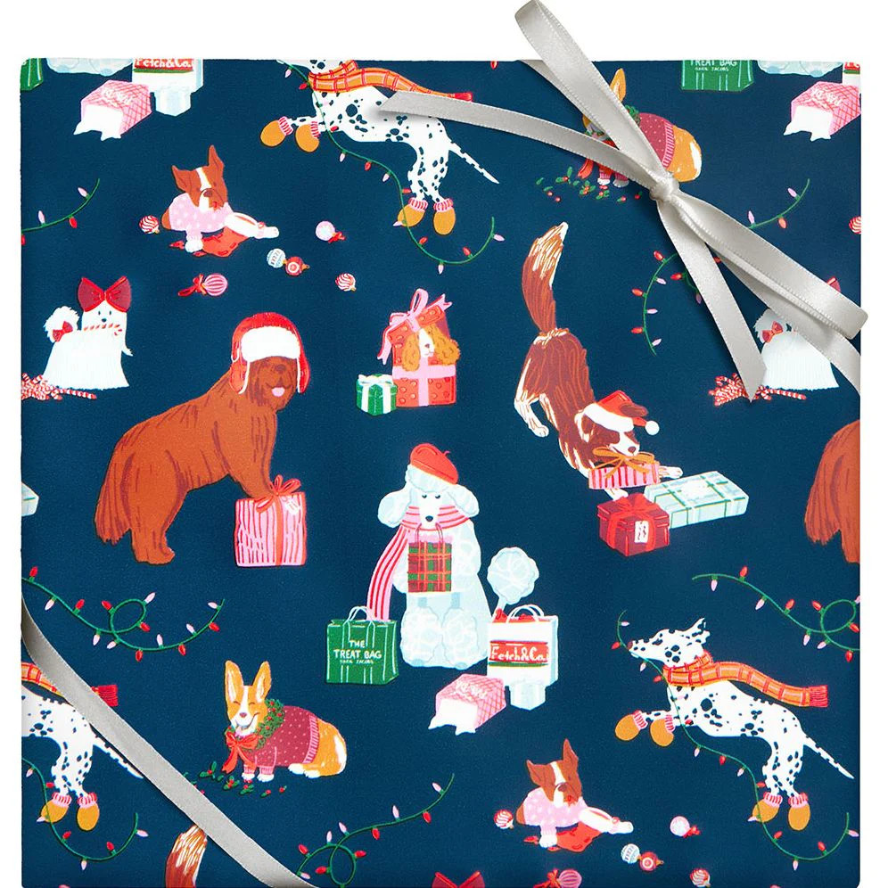 Festive Dogs Stone Wrapping Paper | Paper Source