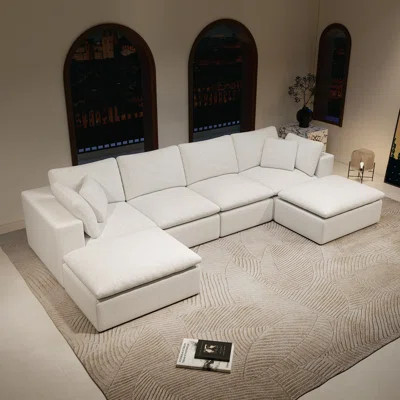 White Modular Sectional Sofa – Plush Upholstered Compressed Couch, No Assembly Required, Living Room/bedroom/apartment | Wayfair North America