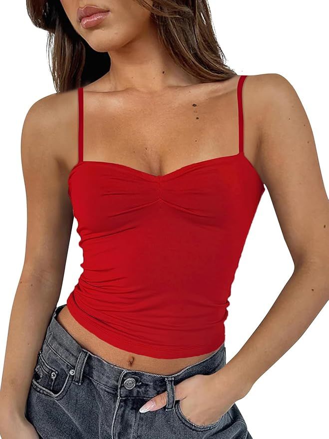 Going Out Tops for Women - Sexy Crop Tank Top Backless Camisole Tops Double Lined Spaghetti Strap... | Amazon (US)