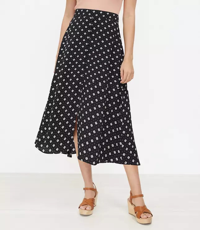 Geo Button Midi Skirt | LOFT