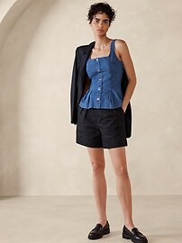 Denim Button Bustier Top | Banana Republic Factory