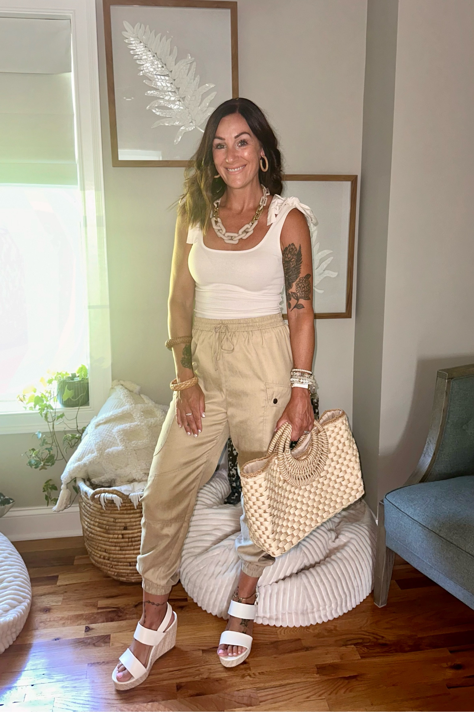 Bow tank, summer outfit, neutral outfit 

#LTKSeasonal #LTKSaleAlert #LTKStyleTip