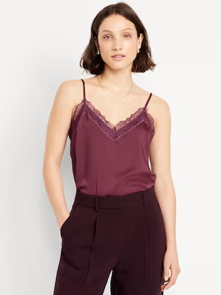 Lace-Trim Satin Cami Top | Old Navy (US)