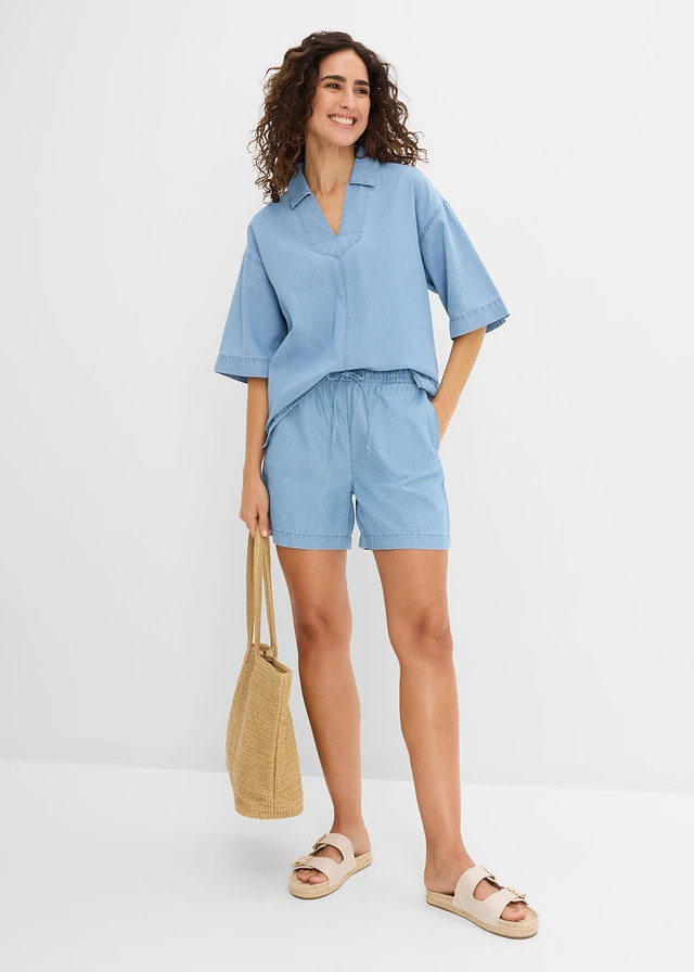 Jeans short mid waist, comfortabele tailleband lichtblauw denim used | Bonprix NL (Influencer)