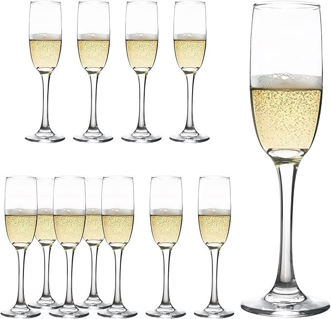 YARYOUNG Champagne Flute Glasses Set of 12, 6 Oz Classic Champagne Glass Set for Wedding, Birthda... | Amazon (US)