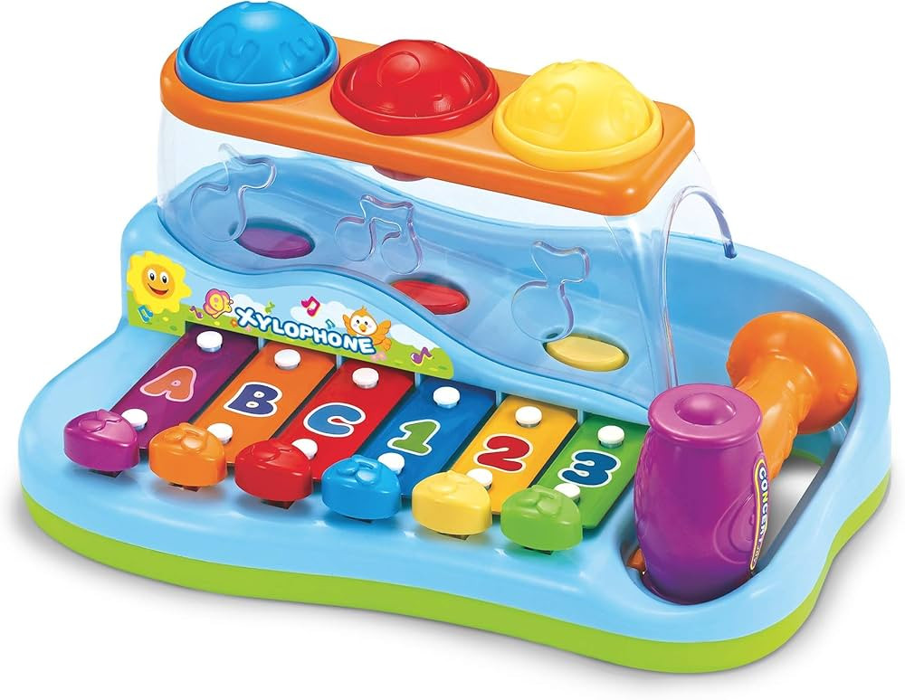 Pop 'N Play Pound a Ball Toy for Toddlers 1-3 – Xylophone Baby Musical Toy Play Station – 6 P... | Amazon (US)