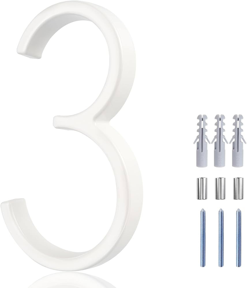 6 Inch White Floating House Numbers - Modern Metal House Numbers for Outside, Creats Attractive I... | Amazon (US)