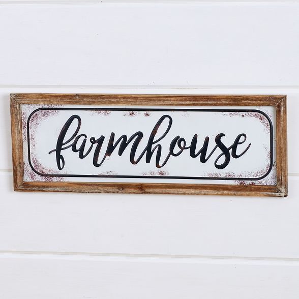 Lakeside Enamel Look 22" Wall Hanging Plaque with Farmhouse Sentiment Text | Target