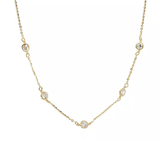 Diamonique 2.35 cttw Station Necklace, Sterling Silver - QVC.com | QVC