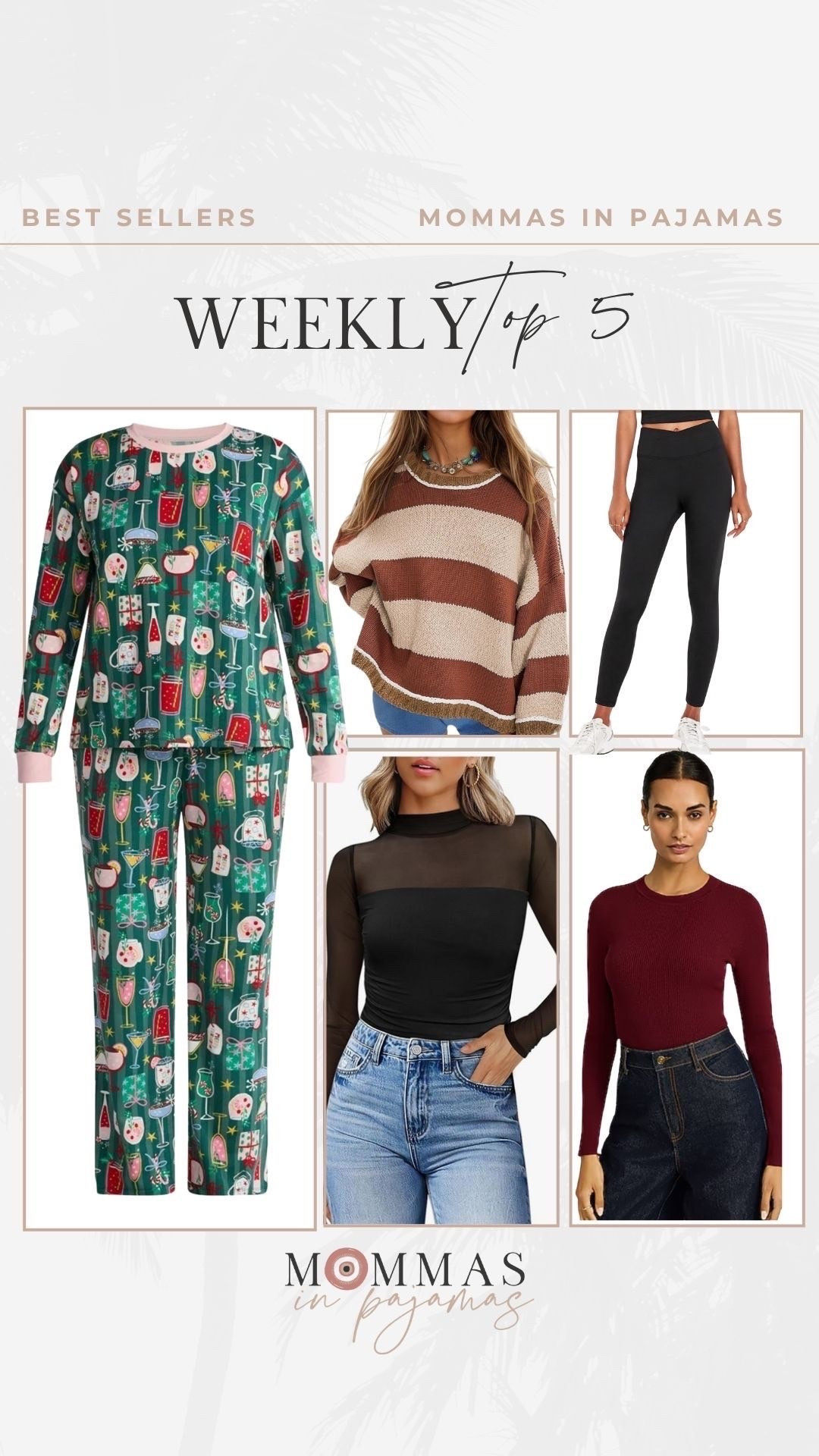  Bestsellers of the week:

Walmart Christmas pajamas, Express ribbed long sleeve top, Amazon date night top, workout leggings, striped sweater 

Christmas pajamas, date night 

#LTKMidsize #LTKFindsUnder50 #LTKPetite