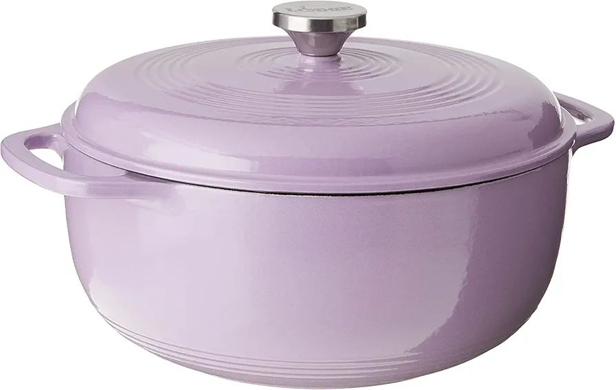 Lodge 7.5 Quart Enameled Cast Iron Oval Dutch Oven with Lid – Dual Handles – Oven Safe up to ... | Amazon (US)