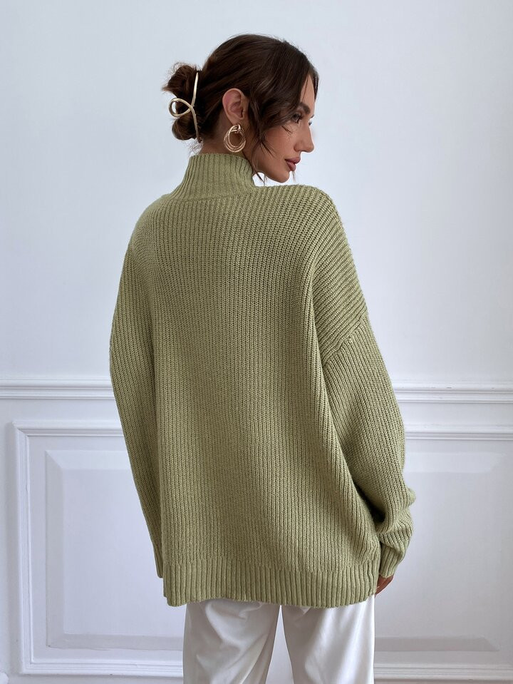 SHEIN Frenchy Stand Collar Batwing Sleeve Sweater | SHEIN