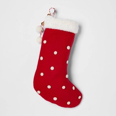 20" Christmas Holiday Pom Stocking Red/Cream - Opalhouse™ | Target