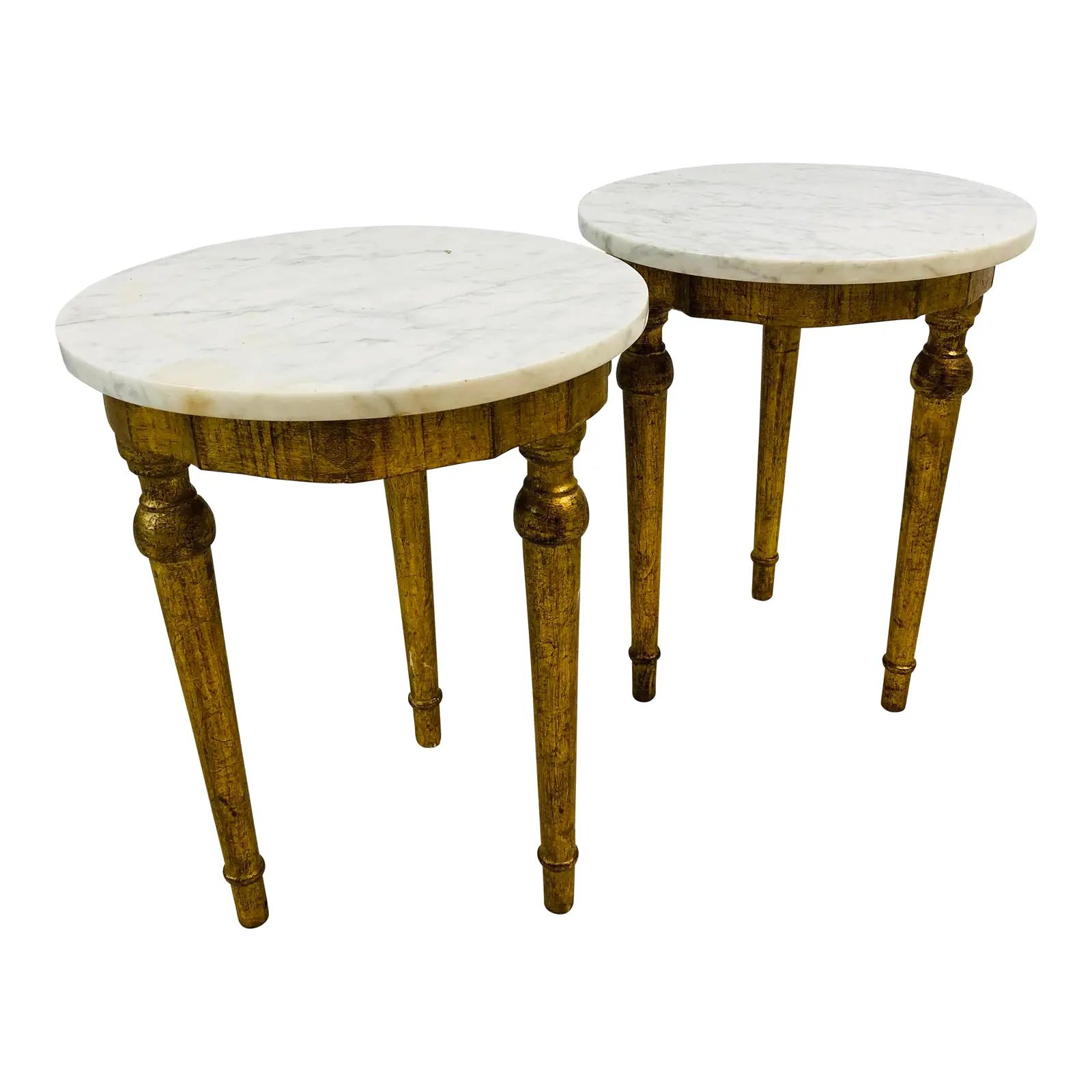 Italian Marble Top Side Tables, a Pair | Chairish