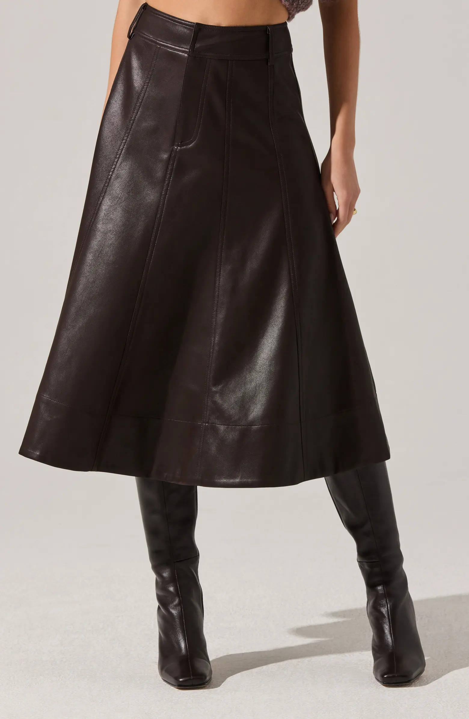 Zhuri Faux Leather A-Line Midi Skirt | Nordstrom