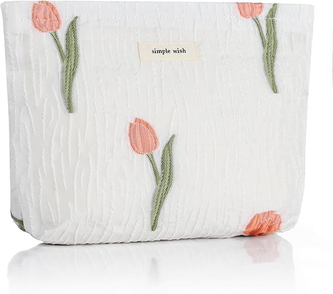 Sightor Aesthetic Makeup Bag, Large Capacity Cosmetic Bag Canvas Floral Makeup Bag, Travel Pouch ... | Amazon (US)