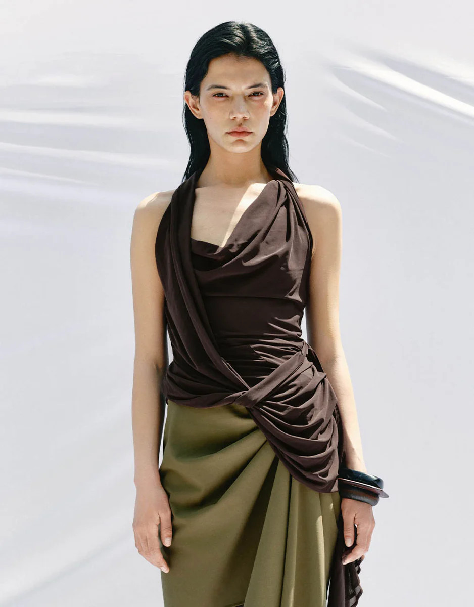 Halter Cowl Neck Skinny Knitted Tank Top | Urban Revivo