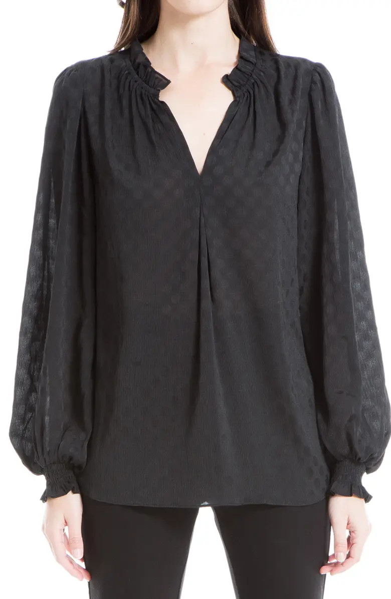 MAXSTUDIO Max Studio Dotted Ruffle Trim Blouse | Nordstromrack | Nordstrom Rack