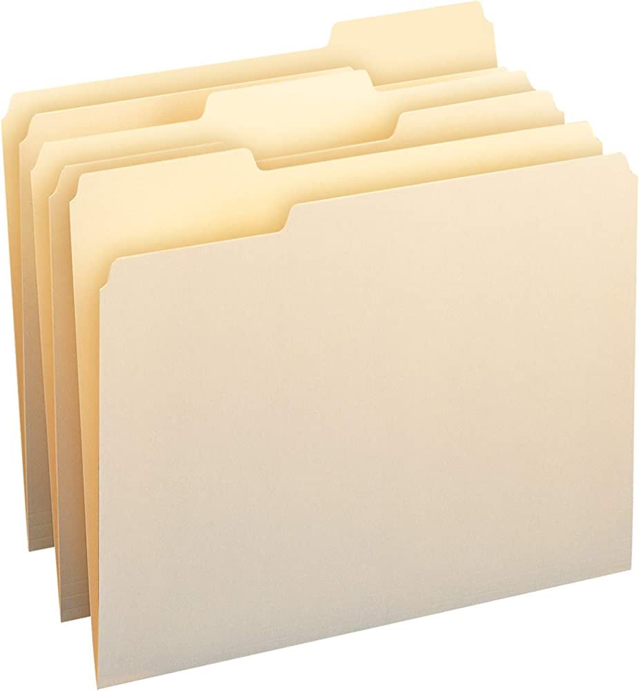 Amazon Basics 1/3-Cut Tab, Assorted Positions File Folders, Letter Size, Manila - Pack of 100 | Amazon (US)