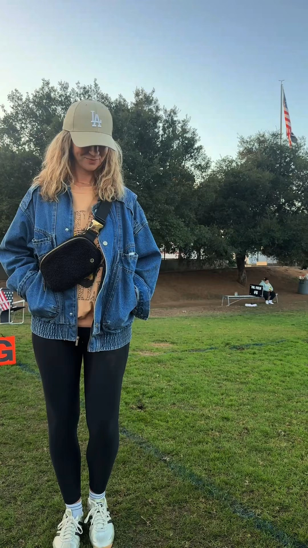 OOTD 🍂 Comfy casual fall outfit → Oversized denim jacket (Target, size medium), metallic Adidas (run true to size 👟), and soft leggings I live in. I’m 5’7”, size 6 for reference. Perfect soccer + football mom fit for game day or errands 🏈⚽️ #fallootd #momoutfitideas #footballmomfit #soccerfit #targetstyle #adidasstyle #casualootd #fallfashion

#LTKFindsUnder100 #LTKFindsUnder50 #LTKTravel