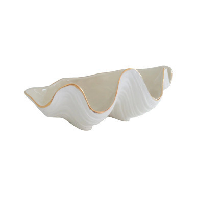 Lo Home Large Clam Shell Bowl, Beige | Monkee's of Mount Pleasant