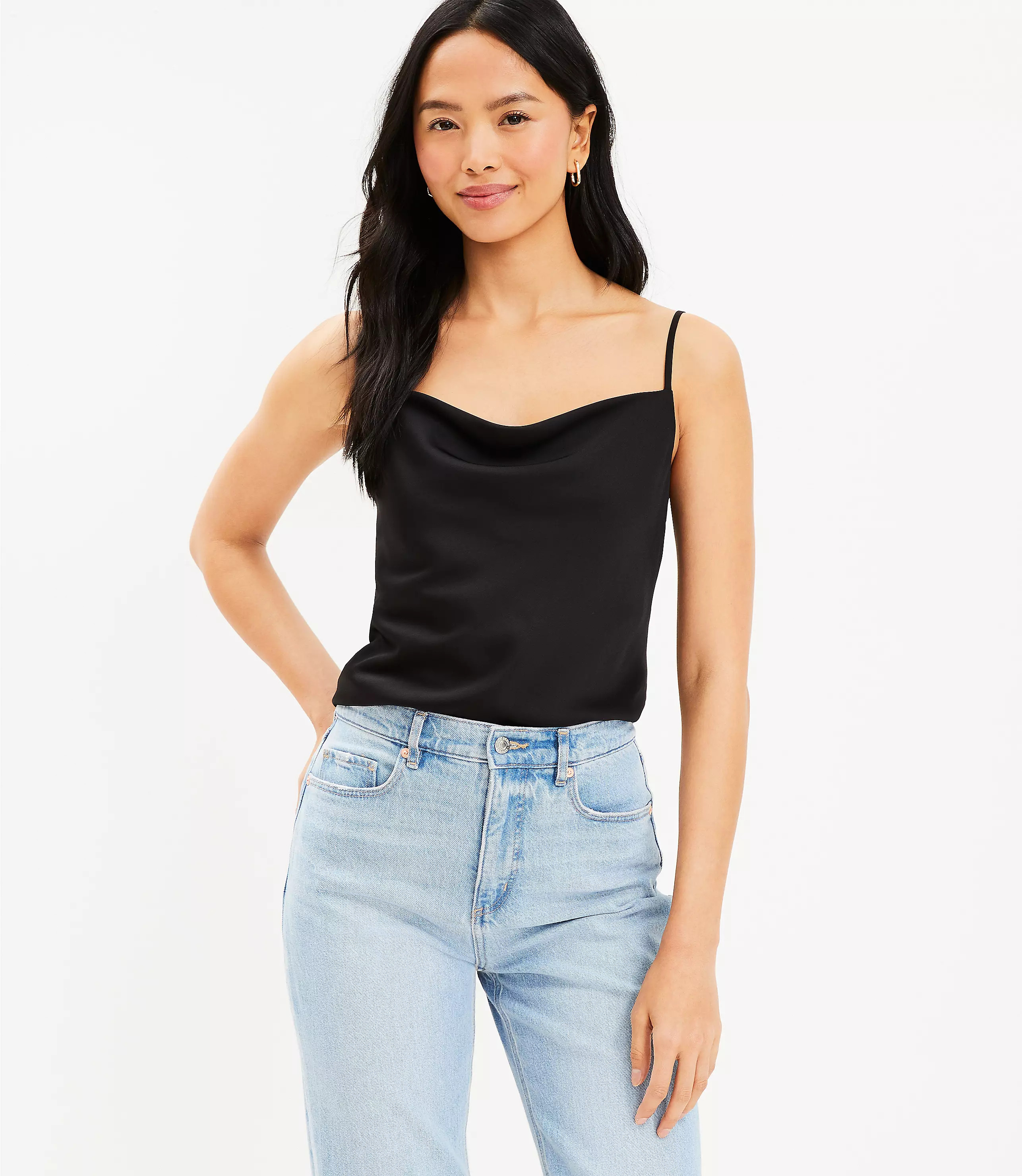 Satin Cowl Neck Cami | LOFT