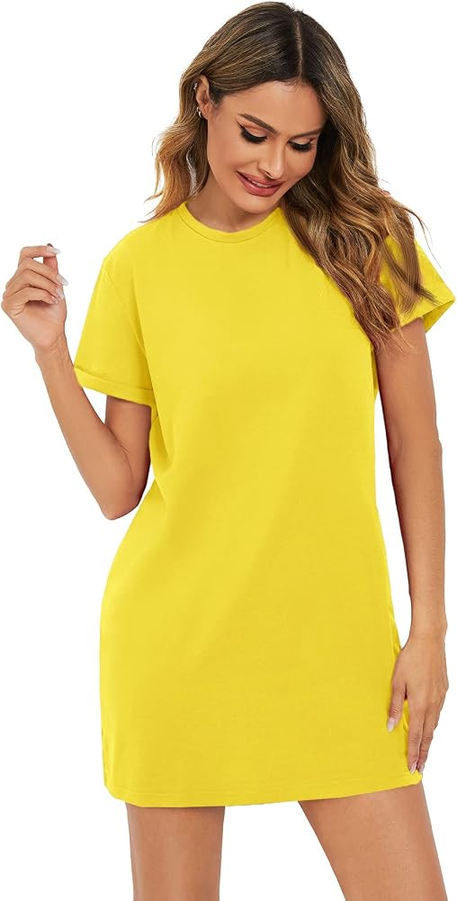 Milumia Women Casual Short T Shirt Dress Short Sleeve Straight Mini Tee Shirt Dress | Amazon (US)