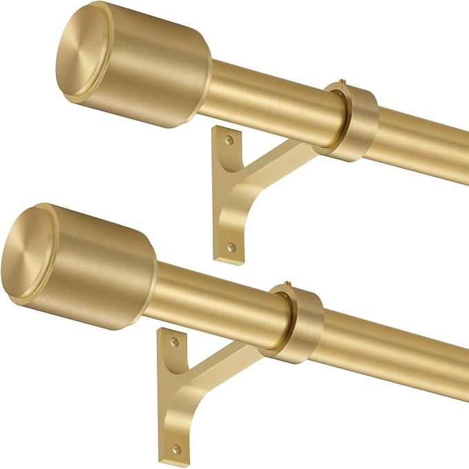 Brass Curtain Rods for Window 36 to 72 Inch, 2 Pack Drapery Rods, Adjustable 1-Inch Thicken Windo... | Amazon (US)
