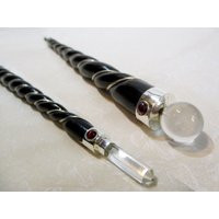 Black Witch Wand, Altar Tool For Spells & Witchcraft Practices, With Clear Quartz On Both Ends, 9"", #11186 | Etsy (US)