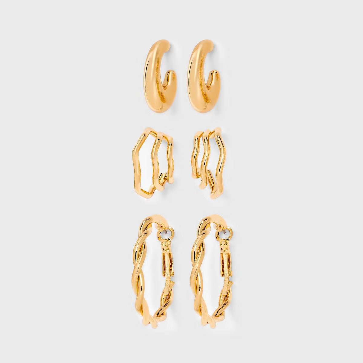 Twisted Hoop Earring Set 3pc - Universal Thread™ Gold | Target