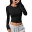 Trendy Queen Womens Long Sleeve Crop Tops Y2K Basic Shirts | Amazon (US)