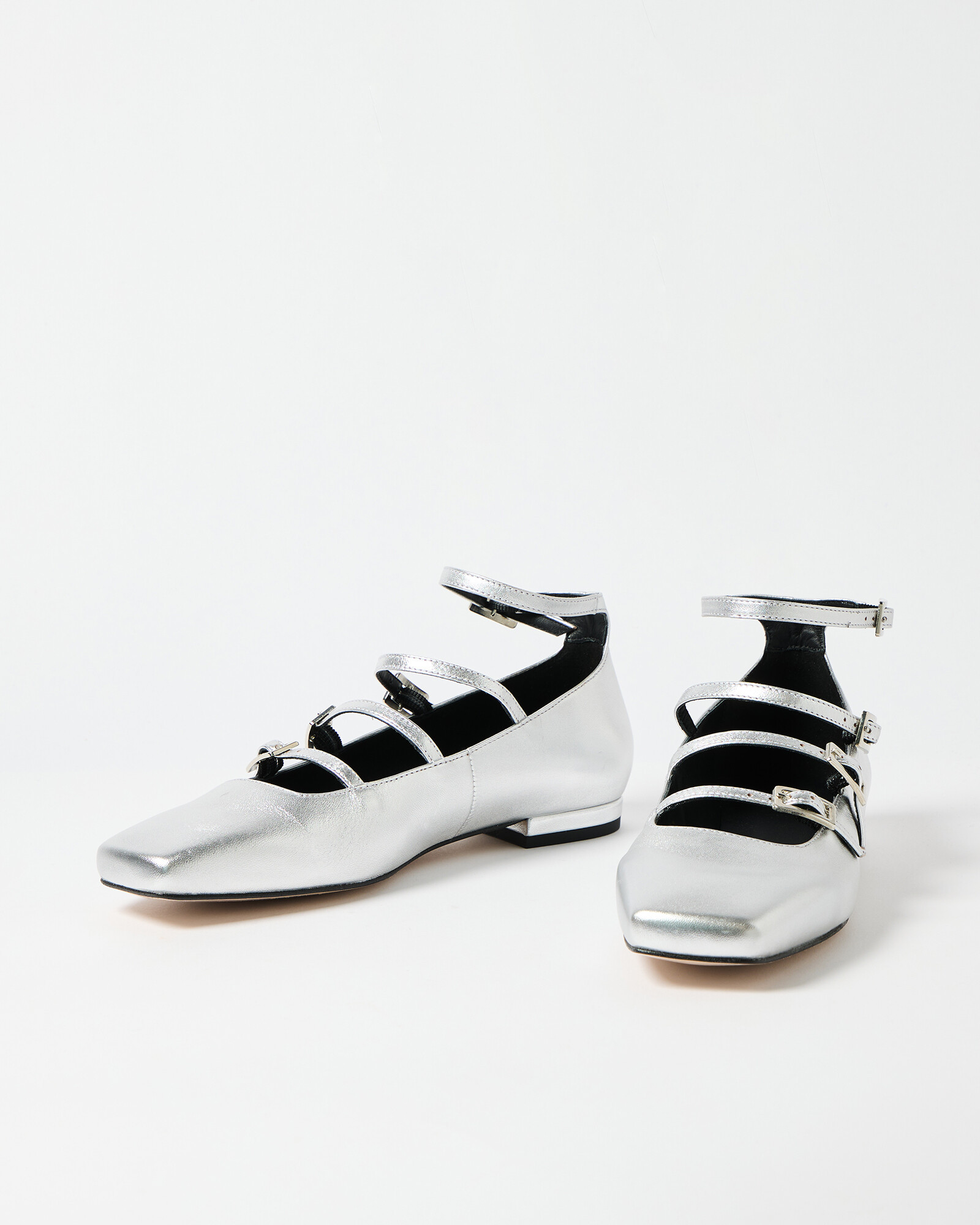 Alohas Luke Shimmer Silver Metallic Leather Ballet Flats | Oliver Bonas | Oliver Bonas (Global)