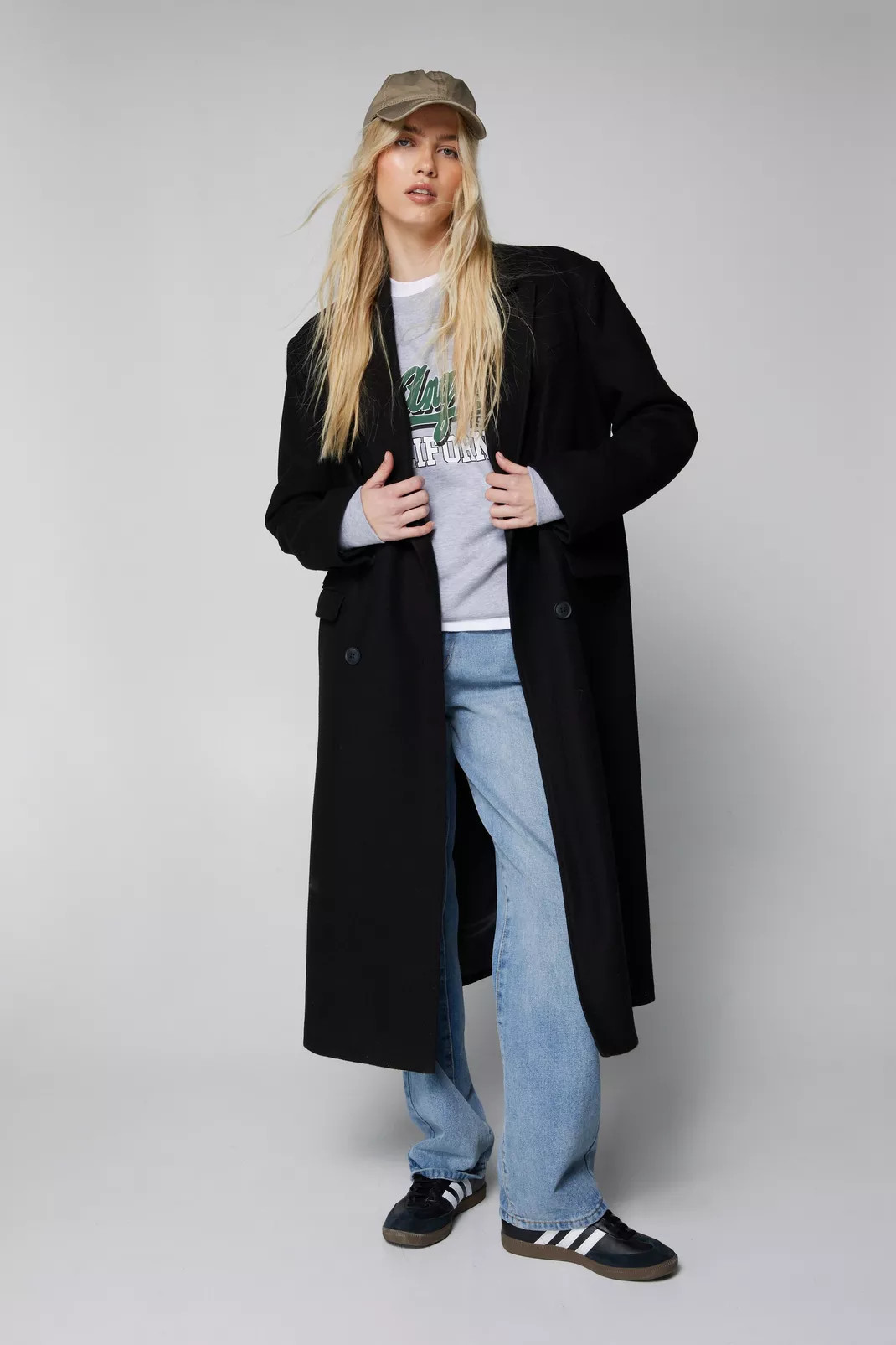 Contrast Collar Wool Look Tailored Coat | Nasty Gal US