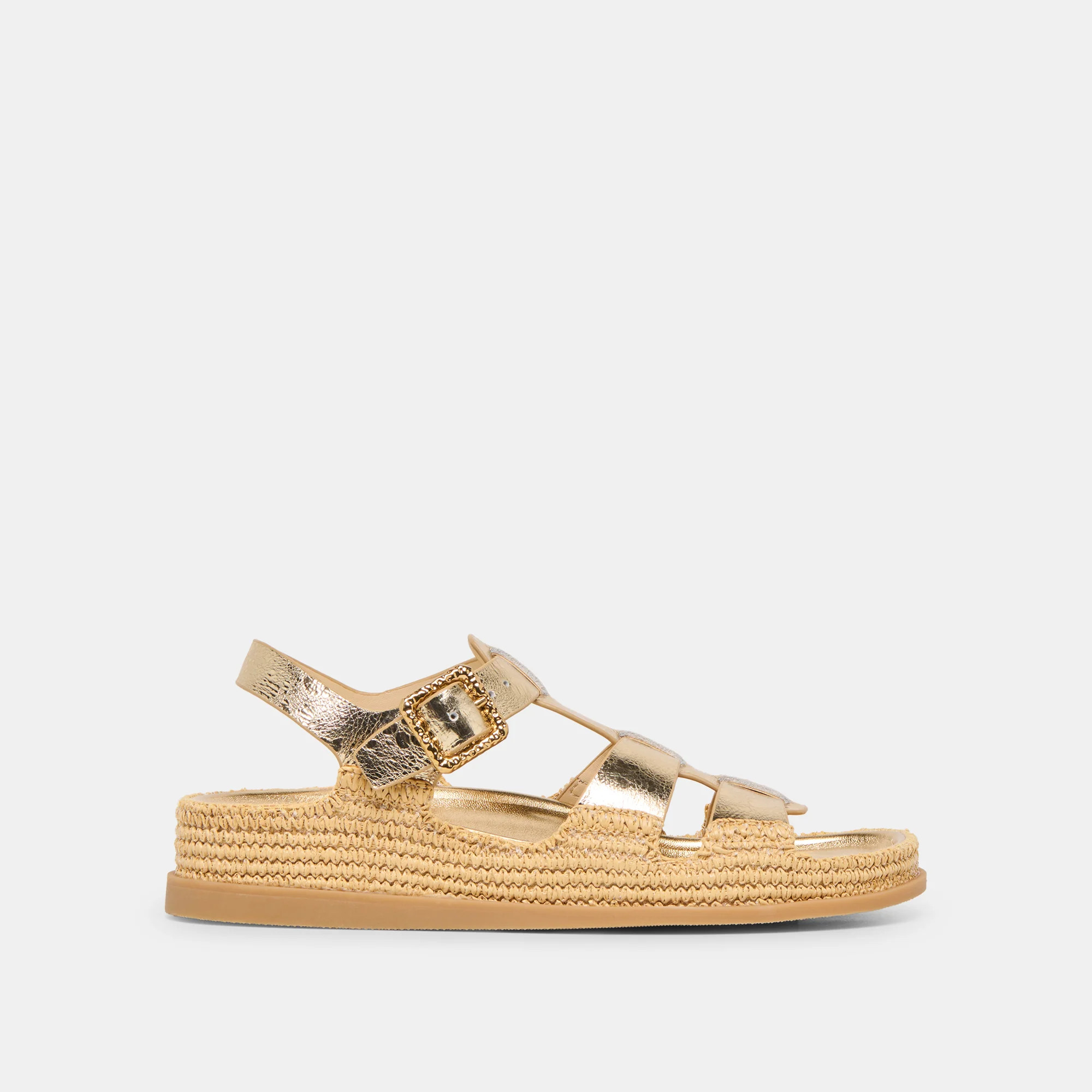 Shenna Sandals Gold Distressed Leather | DolceVita.com