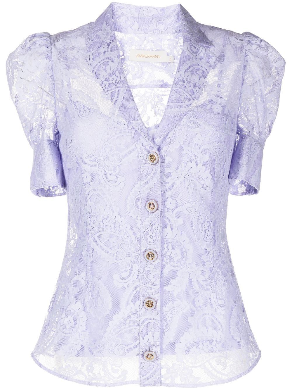 lace-pattern short-sleeved shirt | Farfetch Global