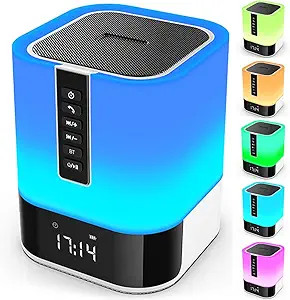 Hetyre Night Light Bluetooth Speaker, 5 in 1 Touch Control Bedside Lamp Dimmable Multi-Color Chan... | Amazon (US)