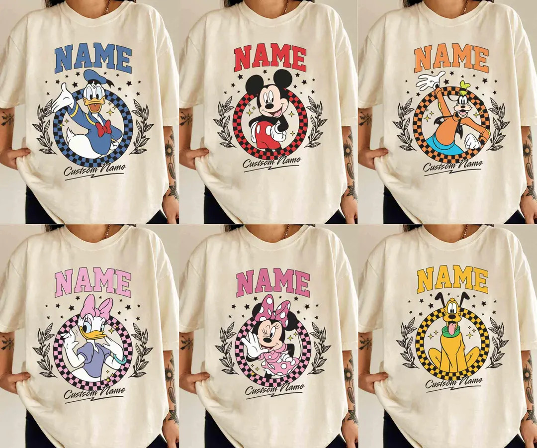 Custom Name Disney Characters Shirt, Personalized Disney Shirt, Disney Family Trip Shirt, Walt Di... | Etsy (US)